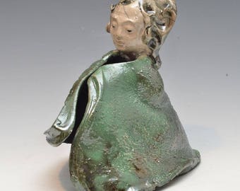 Dancing Buddha Sculpture Enfolded in Grace in Raku Ceramics