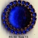 Czech glass rhinestone button - blue glass and blue rhinestones - size 13, 29 mm RS 60