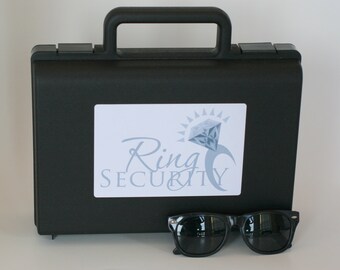 Silver Ring Security Briefcase with Sunglasses -- Ring Bearer Gift, Ring Bearer Box Pillow Alternative