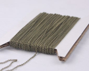 Antique Bronze Chain bulk chain, 10 ft spool of Tiny Flat Chain Soldered Chain Necklace Cable Chain -2x1.4mm -Free Adequate Jumpring 50pcs