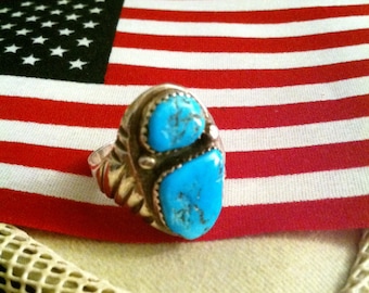 Old Dead Pawn Turquoise Ring S 11
