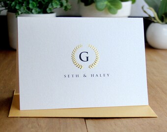 personalized wreath gold foil notecard real gold foil and embossed personalized note cards set - Personalized Embossed Note Cards personalized wreath gold foil notecard real gold foil and embossed personalized note cards set - Personalized Embossed Note Cards