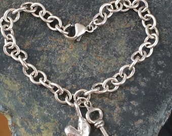 Silver Heart Key Bracelet - Key to My Heart no.1