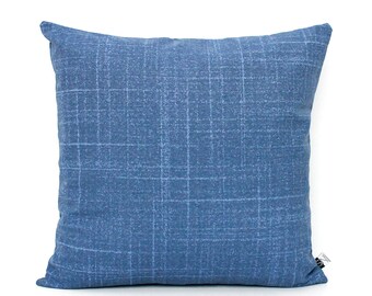 Denim Tone Pillows, Blue Fleck Pillows, Solid Flecked Decorative Pillow Cover, Throw Pillows, Dark Blue Scatter Pillows Lumbar Linen Look