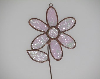 Stained Glass Iridescent Clear Mom's Flower Suncatcher