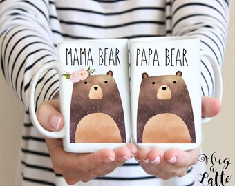 Mama Bear Papa Bear Mug Set, New Mom Gift, Bear Mugs, Mama Bear Gift, Papa Bear, New Mom Mug, Mom To Be, Gender Reveal, Baby Shower Gift