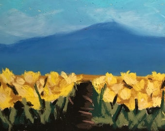 Fields of Gold - Original Pastel Painting by Jamies Art 5x7