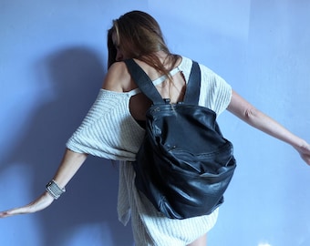 Cube black leather backpack AOR