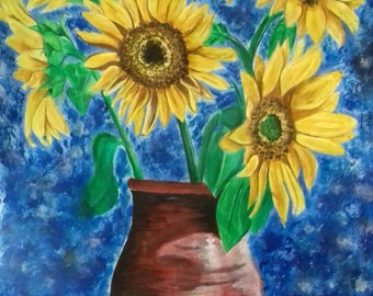 Original Sunflower Painting- Acrylic on paper