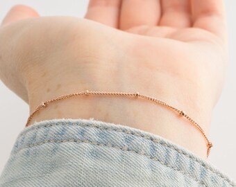 Everyday Bracelet | Rose Gold Bracelet, Layering Bracelet, Dainty Bracelet, Minimalist Bracelet, Delicate Bracelet, Beaded Bracelet