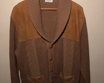 Vintage 60s 70s Orlon Acrylic lapel cardigan XL