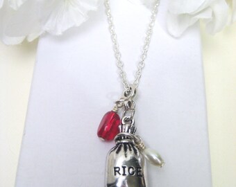 Red Beans and Rice Necklace, Louisiana Jewelry, Cajun Jewelry, New Orleans Jewelry, Southern Jewelry- Vieuxtique Original