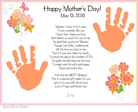 A Mommy Like You Handprints Poem Mother's Day Gift for