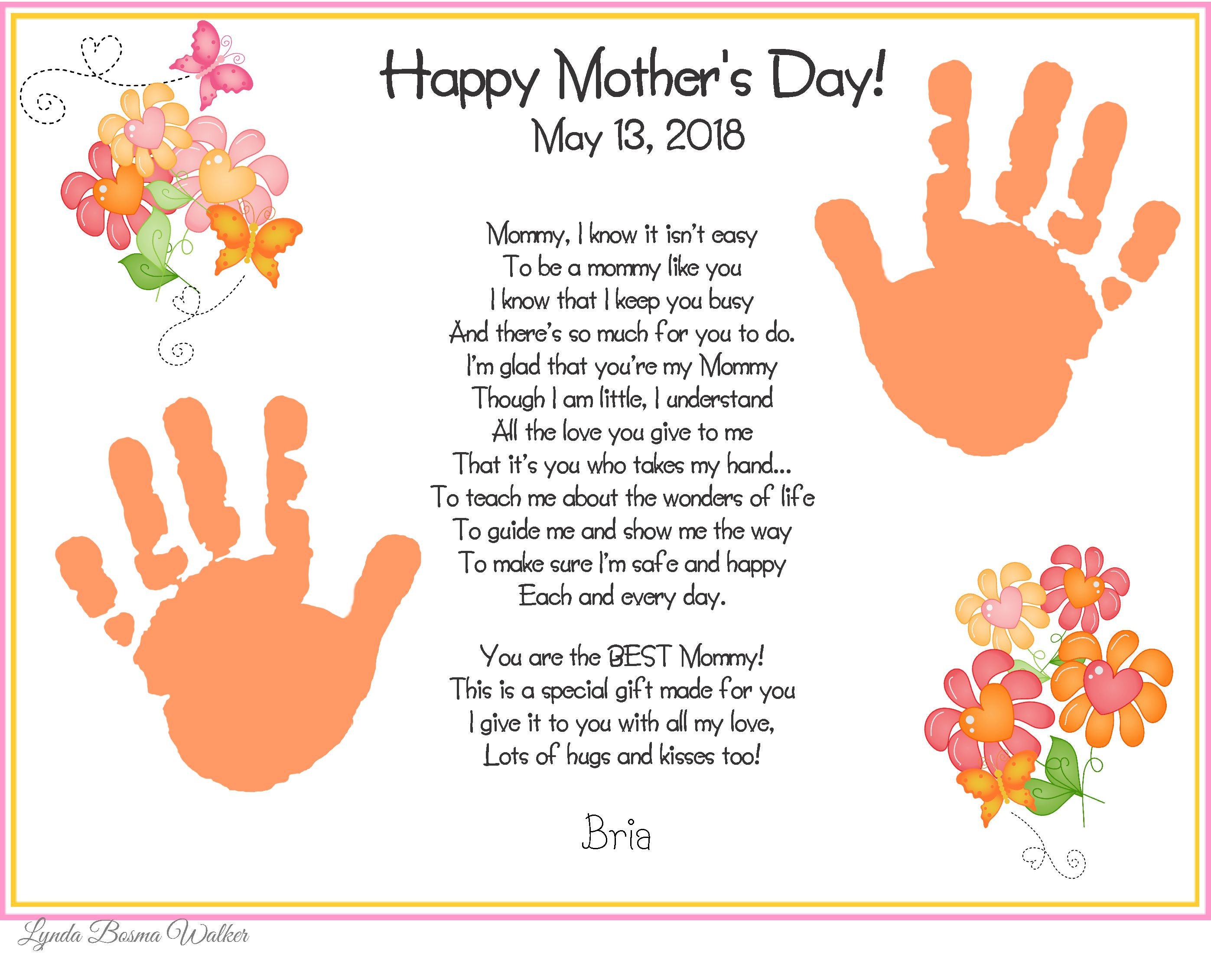 A Mommy Like You Handprints Poem Mother's Day Gift for