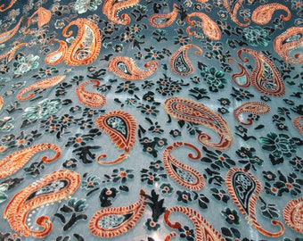 Italian designer Chiffon Velvet Burnout fabric Floral print. Price for One Yard 45" Wide