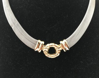 Vintage Silver Plated Mesh Collar Necklace