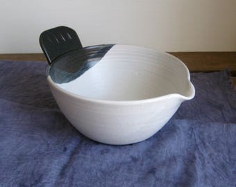 The Original Bird Tail Bowl – Large Pouring Bowl, Mixing Batter Bowls, Blue and White Handmade Pottery