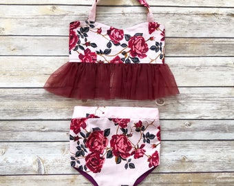 Floral sunsuit crop top romper. *Ready to Ship