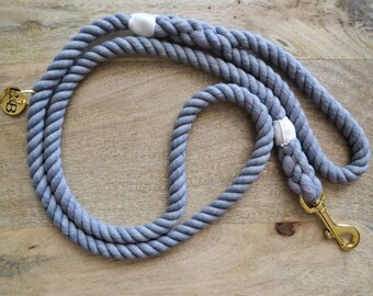 Cotton Rope Dog Leash - Grey | Dog Leash | Dog Lead | Rope Dog Leash | Whipped & Spliced | Hand Dyed | Pet Accessory | Dog Lover Gift |