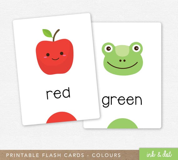 Kids Flash Cards Learn Colors Printable Letters 12 Cute