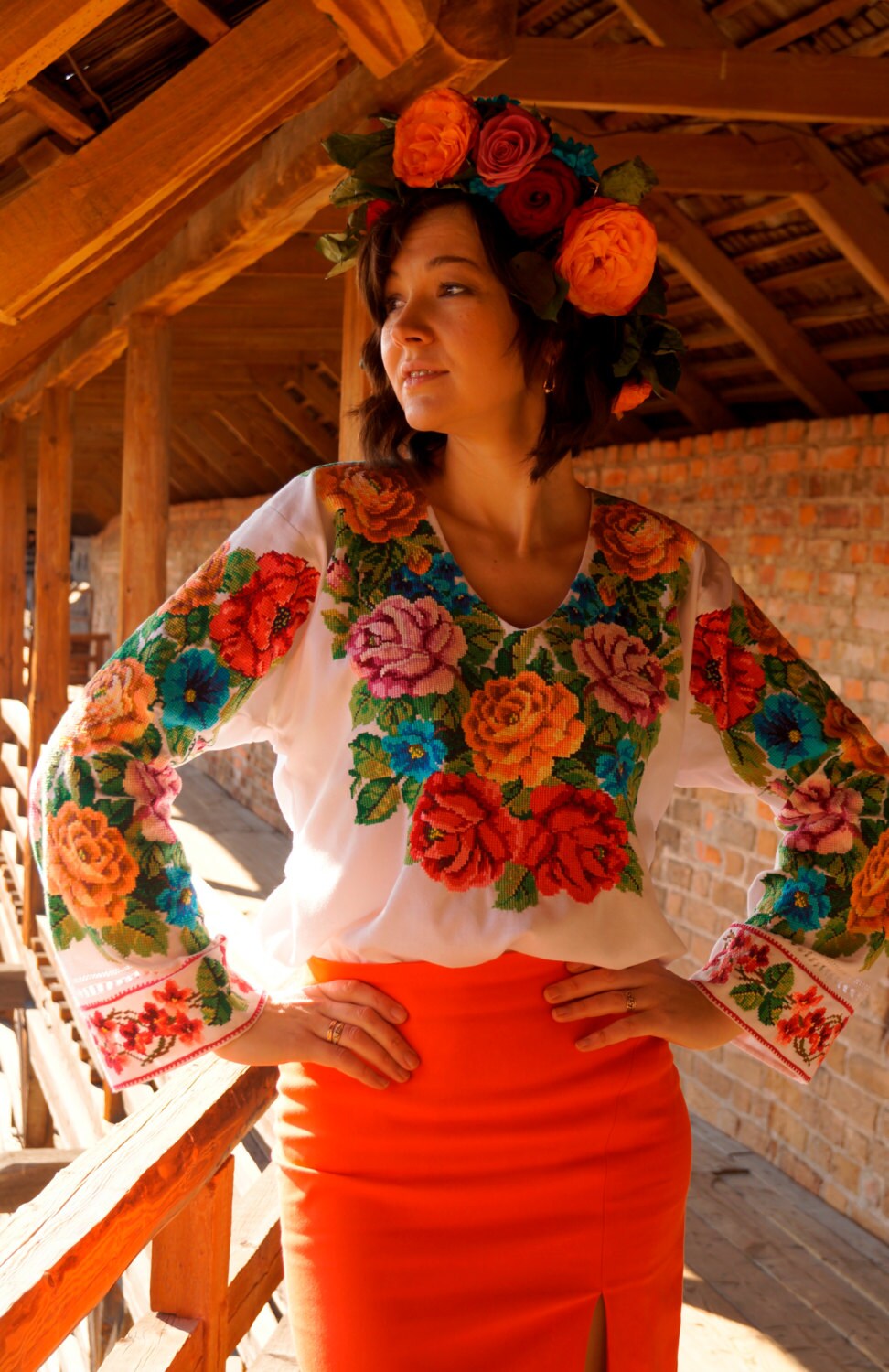 Thread embroidery embroidered blouse national clothing