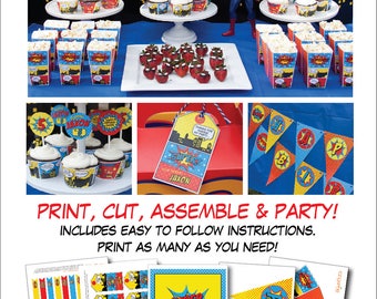 Superhero Birthday Decorations, Superhero Party Decorations, Printable PDF Files