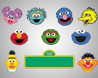 Sesame Street (Heads Only) Decals - Vinyl Decals - SVG file - Sesame street Clipart - Printable - Scalable - Vectorial