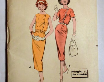 Butterick 1950s Sewing Pattern 8591 Sheath Dress Size 14 Bust 34