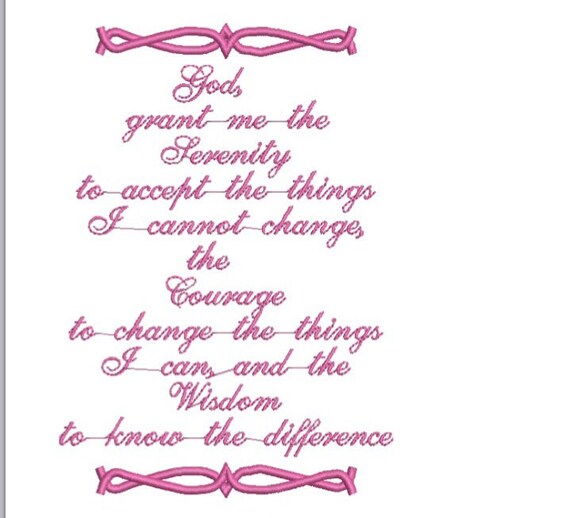 serenity prayer machine embroidery design alcoholics anonymous