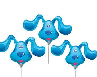 FAST SHIP Blue's Clues Birthday Balloons Cup and Stick Included, Blues Clues Centerpieces, Blue's Clues Birthday Party Favors, Mylar Foil