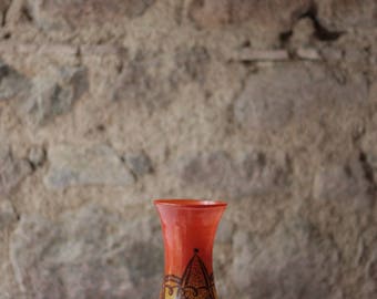 Art Deco Legras Orange Glass Vase, Art Deco Vase