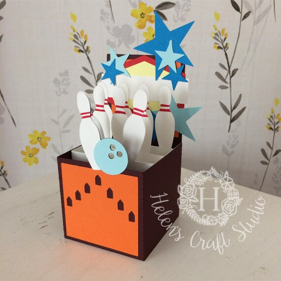 Download Ten pin bowling pop up box card cutting file / fathers day and