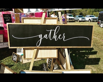 Gather Sign | White Gather sign | Black Gather sign | Framed Gather Sign | farmhouse style sign | wood gather sign | Gather
