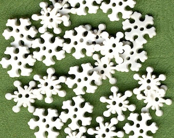 FLURRIES - Small White Snowflake Snow Winter Christmas Dress It Up Craft Buttons