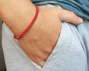 RED CORAL BRACELET Mens Bracelets Gemstone Bracelets Beaded Bracelets Mens Jewelry Beaded Jewelry Bracelets for Men Tiger Eye Bracelet