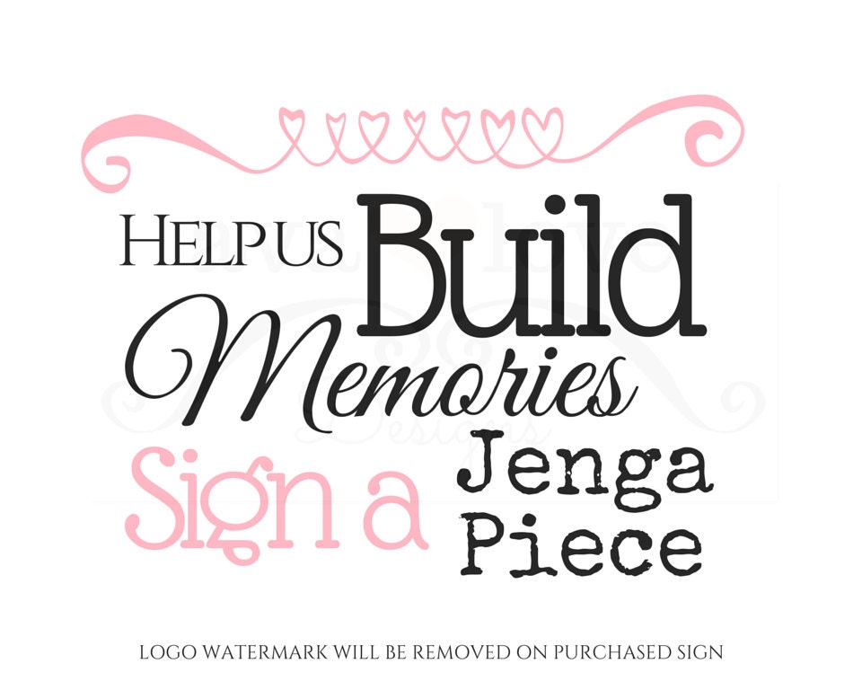 PRINTABLE Build Memories Sign a Jenga Piece Guest Sign In