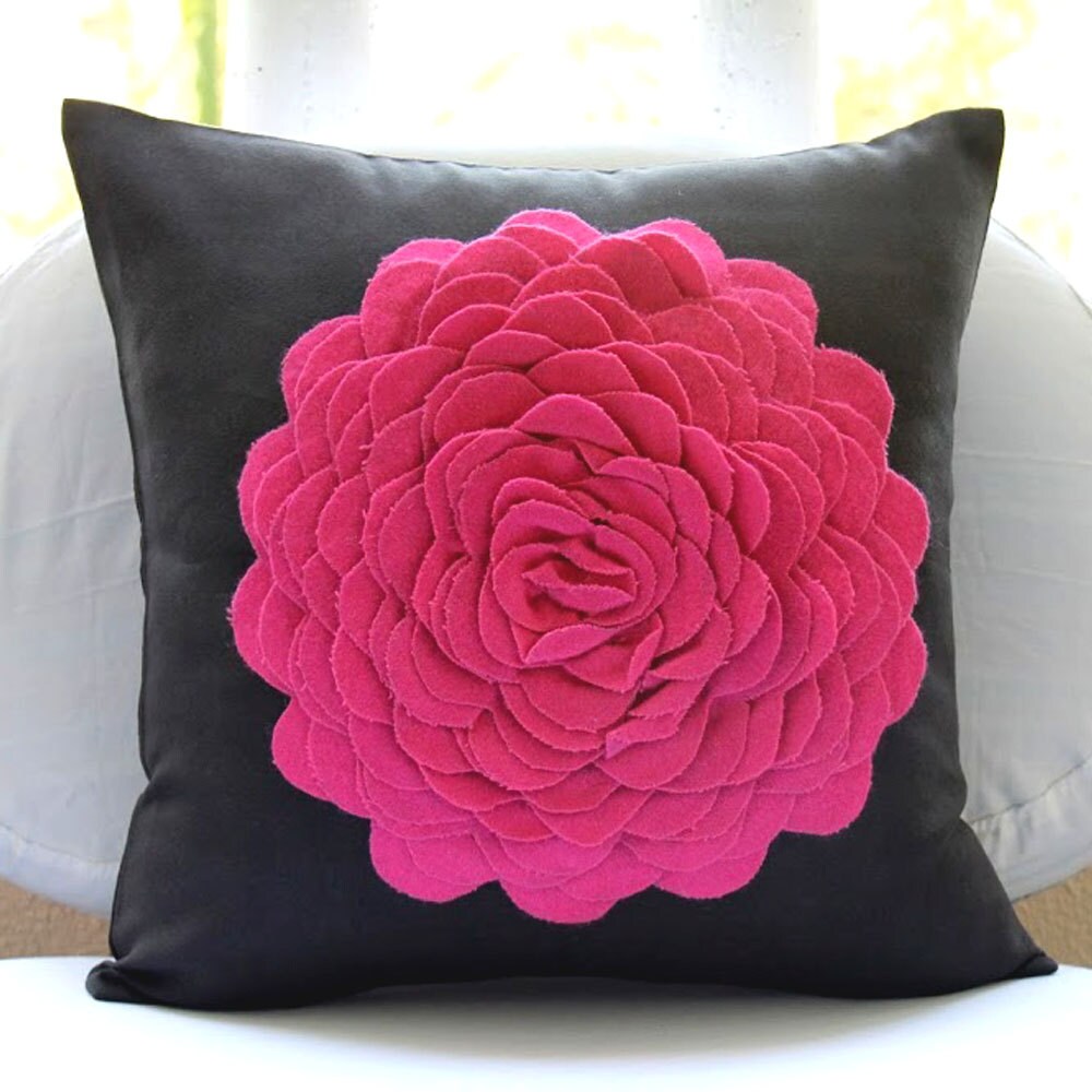 Luxury Pink Throw Pillows Cover For Couch 3D Felt Fuchsia