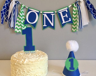 First birthday, boys first birthday, high chair banner, birthday hat, cake topper, cake smash, photography prop, birthday banner, boys b