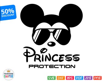 Princess Protection Svg Mickey Sunglasses Svg Disney Boys Design Cut File Cricut Silhouette Layered Image Dxf Png Pdf Jpg Clip art Iron on