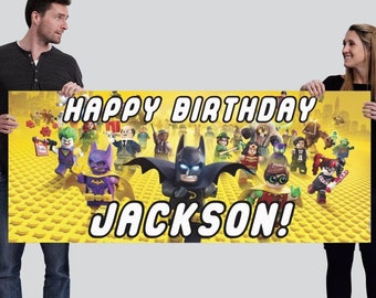 Customized Happy Birthday Vinyl Banner - Lego Batman INSPIRED