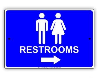 Restrooms For Men Women Directional Right Arrow Restaurant Hotel Metal Sign