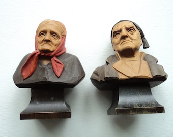 Hand Carved Wooden Bust's