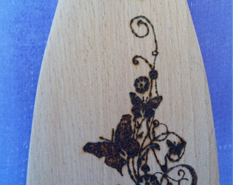 Beechwood stirrer wooden spoon mother's day wood burning art
