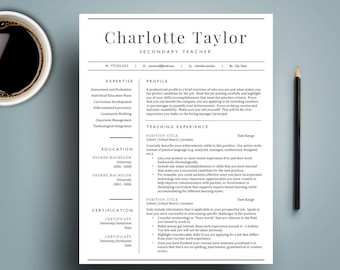 teacher resume template etsy