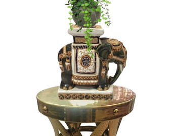 Vintage Plant Stand Elephant Pedestal Stand Ceramic Chinoiserie Decor Bookend Hollywood Regency Modern Display Statue Elephant Garden Stool