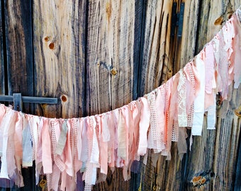 Bohemian Peach Garalnd // Wedding Garland // Baby Shower Garland // Home Decor Peach Garland // Valentines Day Decoration