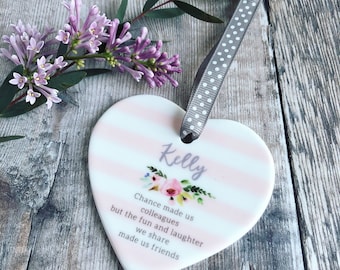 Personalised Chance made us Colleagues Ceramic Heart - Friendship Gift - Friends - workmates