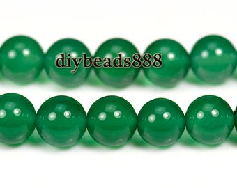 15 inch strand of Green Agate smooth round beads 3mm 4mm 6mm 8mm & 10mm for choose