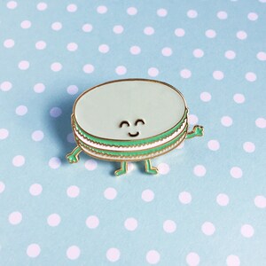 Macaron Green Enamel Pin - dessert french pastry food pastel lapel