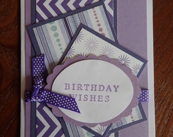 Purple squares birthday card